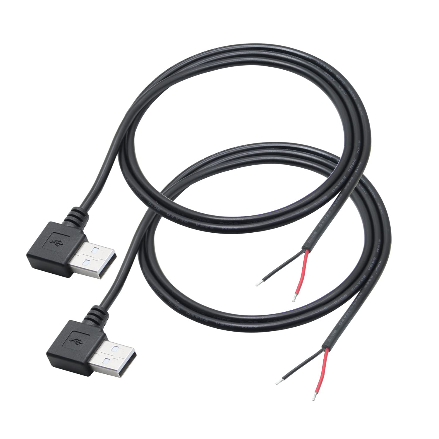 90 Degree Usb 2.0 Male Plug 2 Pin Bare Wire,1M/3Ft Usb A Male 2Pin Pigtail Open End Power Cable,For 5V/3A Usb Equipment Installe