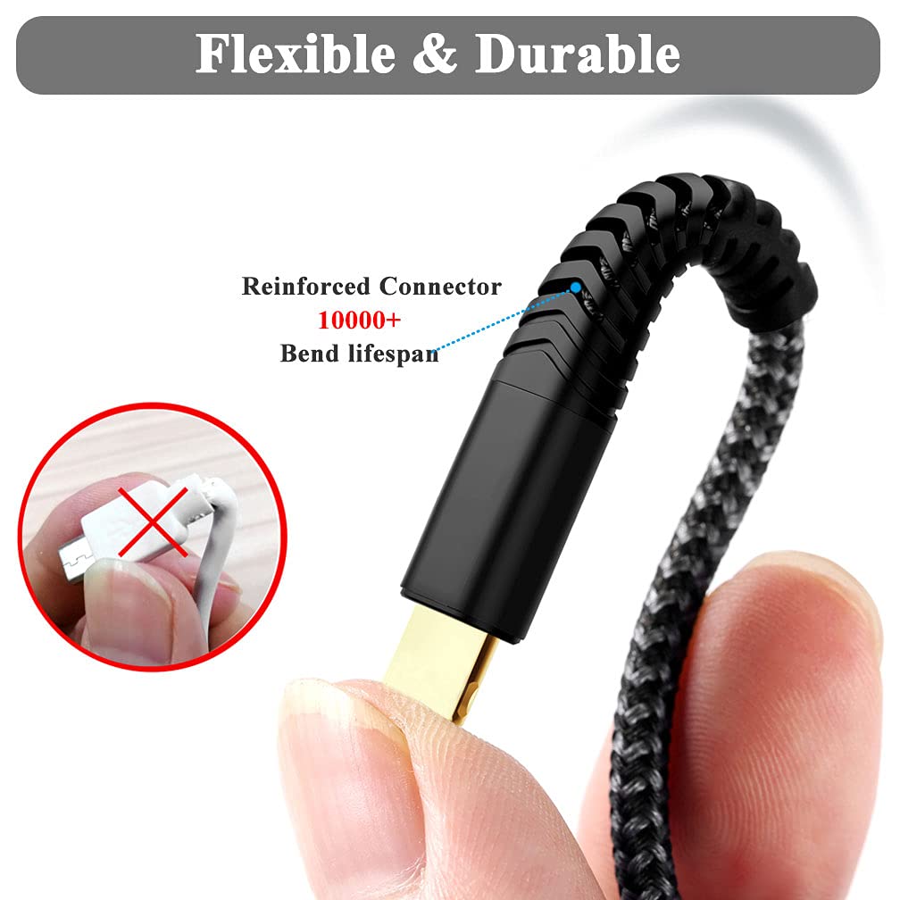 2Pack 6Ft Multi Charging Cable 3A, Multi Charger Cable Nylon Braided Universal 4 In 1 Multi Usb Cable Multiple Devices Charger C