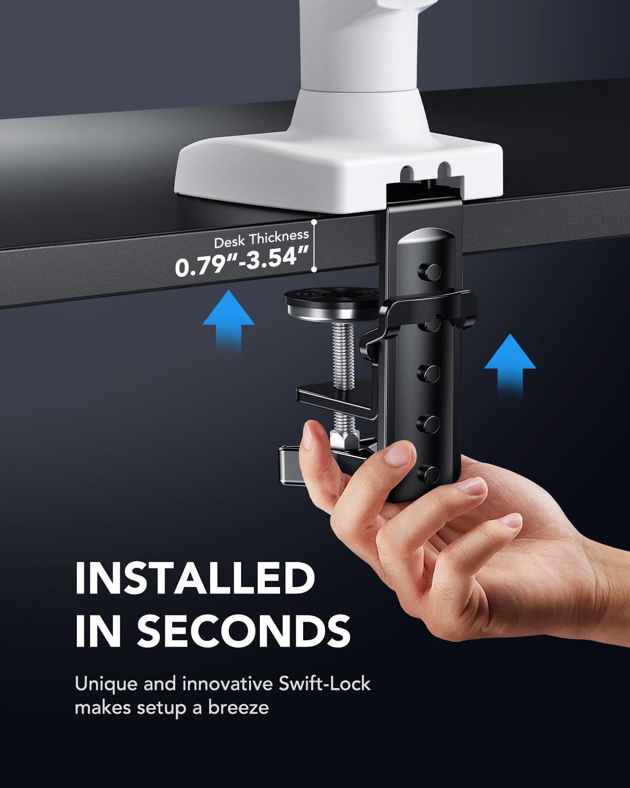 Huanuo Single Monitor Mount, 13 To 32 Inch Gas Spring Monitor Arm, Adjustable Stand, Vesa Mount With Clamp And Grommet Base   Fits 4.4 To 19.8Lbs Lcd Computer Monitors