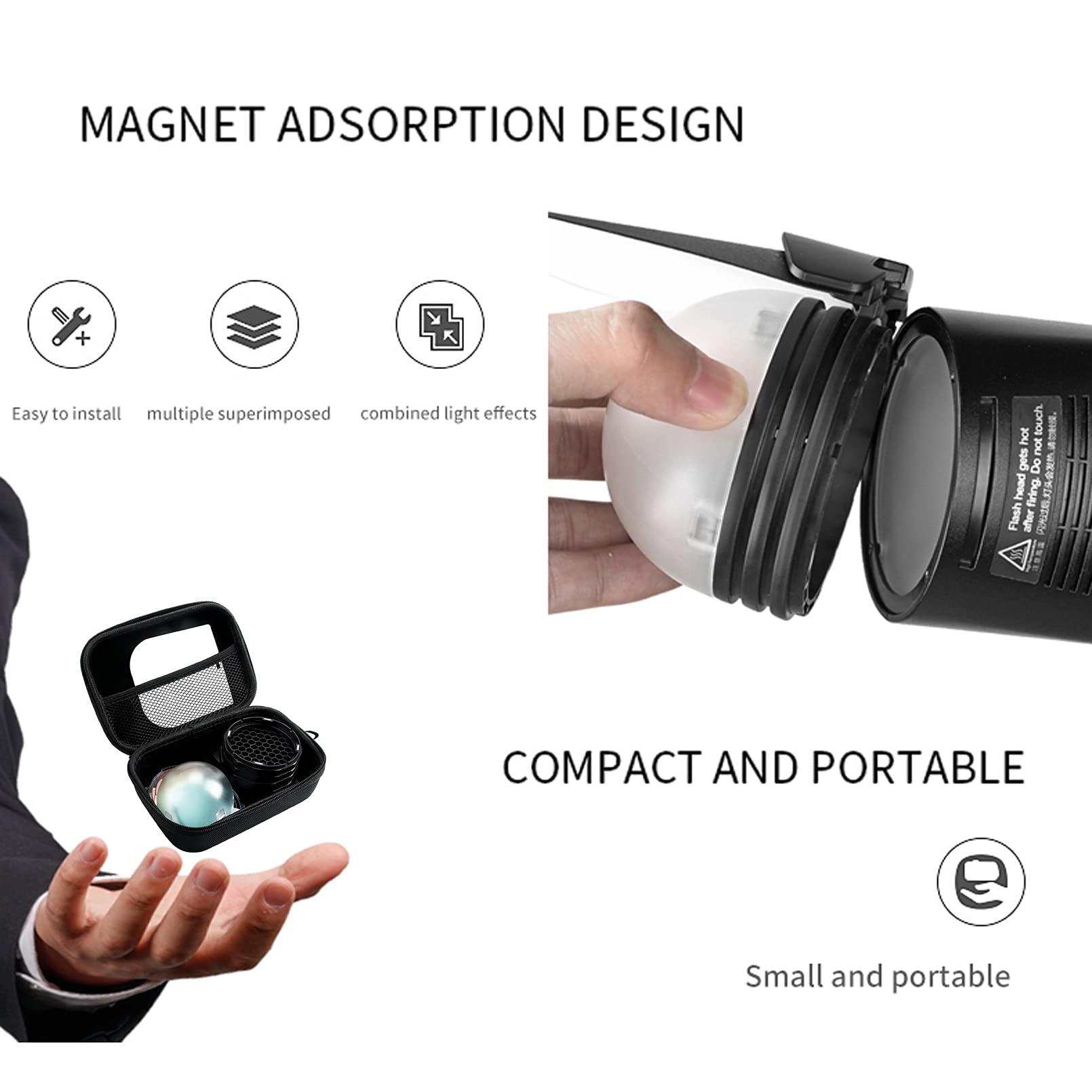 Letwing Tr 09 Magnetic Round Head Flash Accessory Kit For Godox V1 Flash Godox V1 Pro Flash And Godox H200R Godox Ad200 Ad200Pro