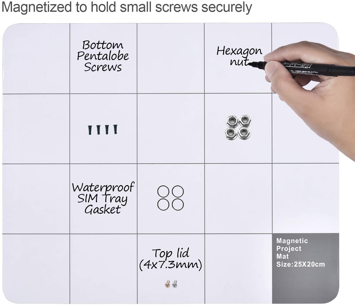 Magnetic Mat, Magnetic Project Mat, Unamela Magnetic Mat For Tools With Dry Erase Pen   Preventing Losing Screws When Repairing Computer, Cell Phone, Laptop Or Other Electronics