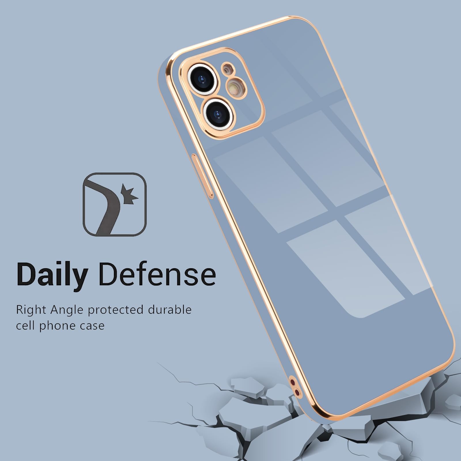 Lafunda Designed For Iphone 12 Case, Cute Luxury Plating Case For Women Girls Classy Electroplated Golden Edge Shockproof Tpu Bu