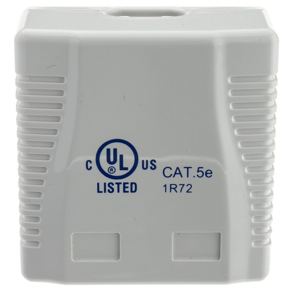 Cablewholesale Cat5E Single Surface Mount Box, 2 Port, Rj45 Unshielded Female Port, White, Adhesive For Wall Mount