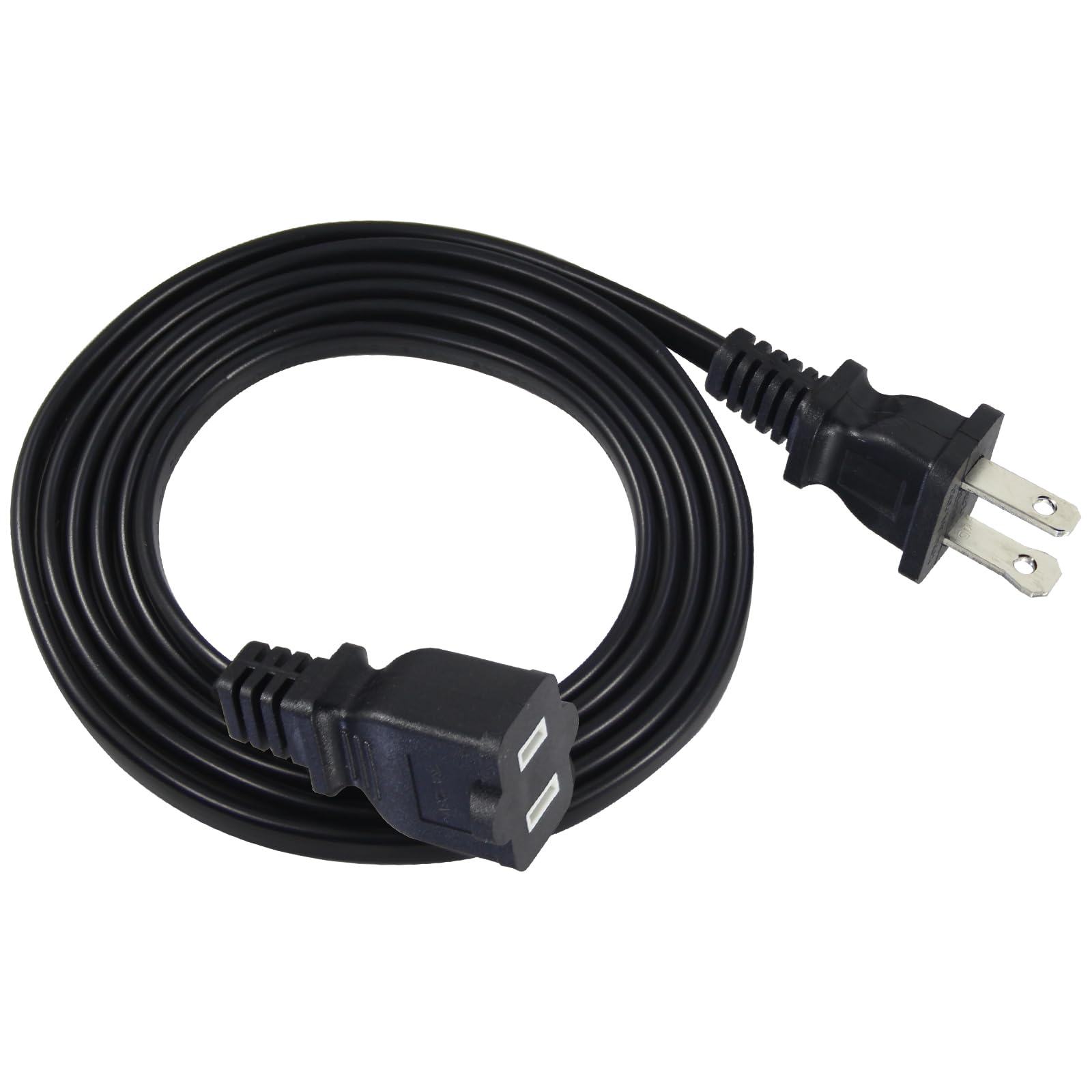 6Ft Polarized 2Prong Extension Cord   Black Replacement Us Ac Two Prong Male To Female Short Low Profile Flat Appliance Extensio