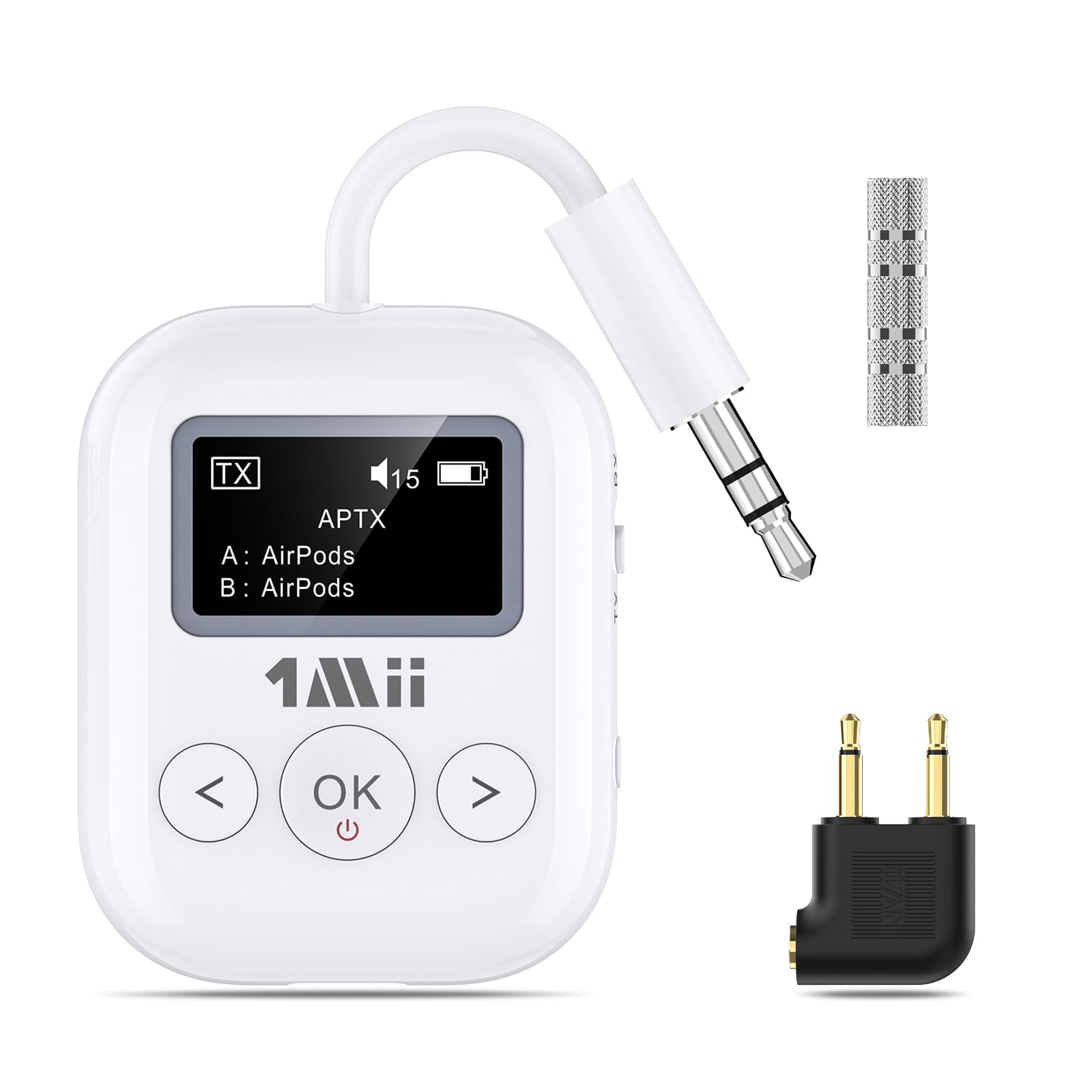 1Mii Airplane Bluetooth 5.3 Transmitter For All Headphones   Bluetooth Adapter For Tv   Dual Connection   Aptx Low Latency   Fly