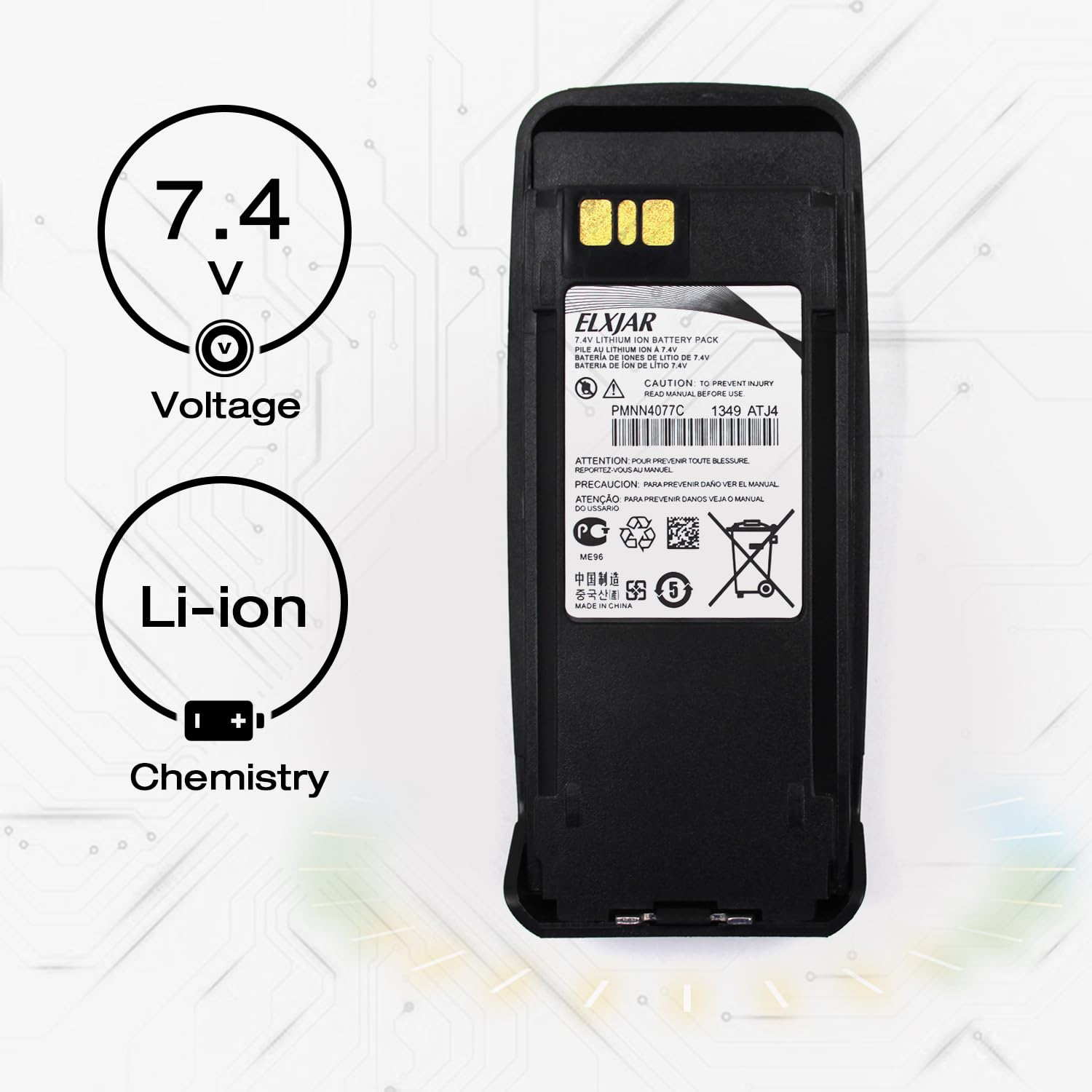 (2 Pack) 7.4V 2600Mah Li Ion Replacement Battery For Motorola Pmnn4077C, Compatible With Xpr6100 Xpr6300 Xpr6350 Pr6380 Xpr6500 Xpr6550 Xpr6580 Dp3400 Dp3601 Dgp4150 Dgp6150 Xirp6500, Pmnn4066A