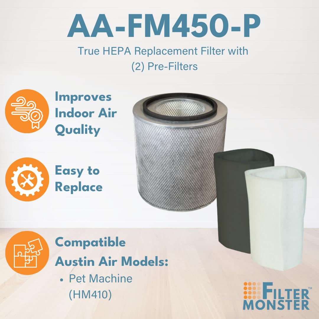 Filter - Monster Replacement Filter For Austin Air Pet Machine (Hm410) With Pre-Filter