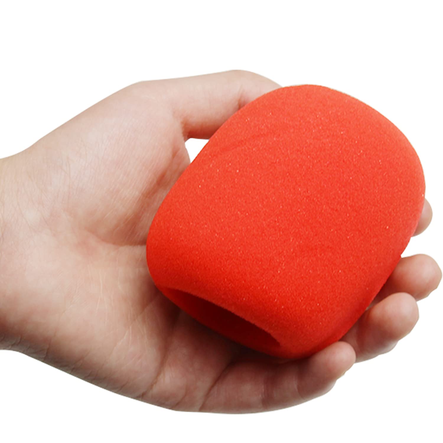 Fielect 5Pcs Microphone Cover Sponge Foam Mic Cover Handheld Microphone Windscreen Shield Protection Micro Foam Filter Red For Ktv Broadcasting