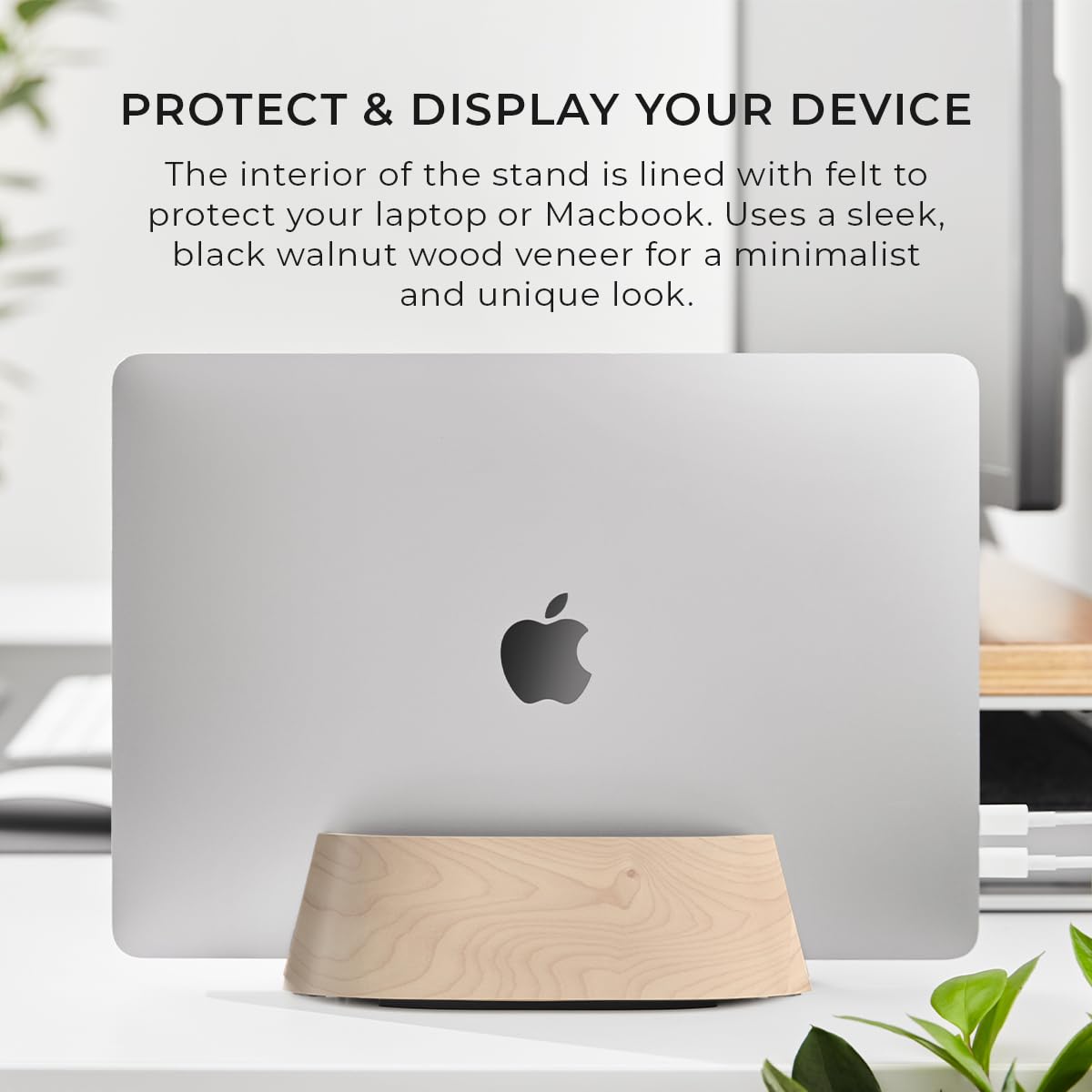 Humancentric Laptop Holder Vertical Laptop Stand   Adjustable Holder And Dock, Laptop Vertical Stand Fits Macbook Pro And Other Laptops .5' To 1.5', Upright Laptop Holder For Desk, Maple Wood