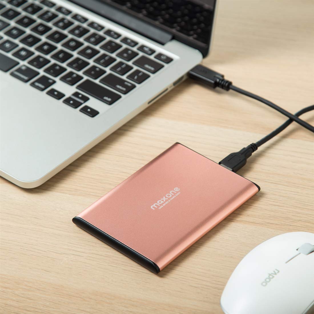 Maxone 160Gb External Hard Drive Portable 2.5'' Ultra Slim Hdd Storage Usb 3.0 For Pc, Mac, Laptop, Chromebook   Rose Pink