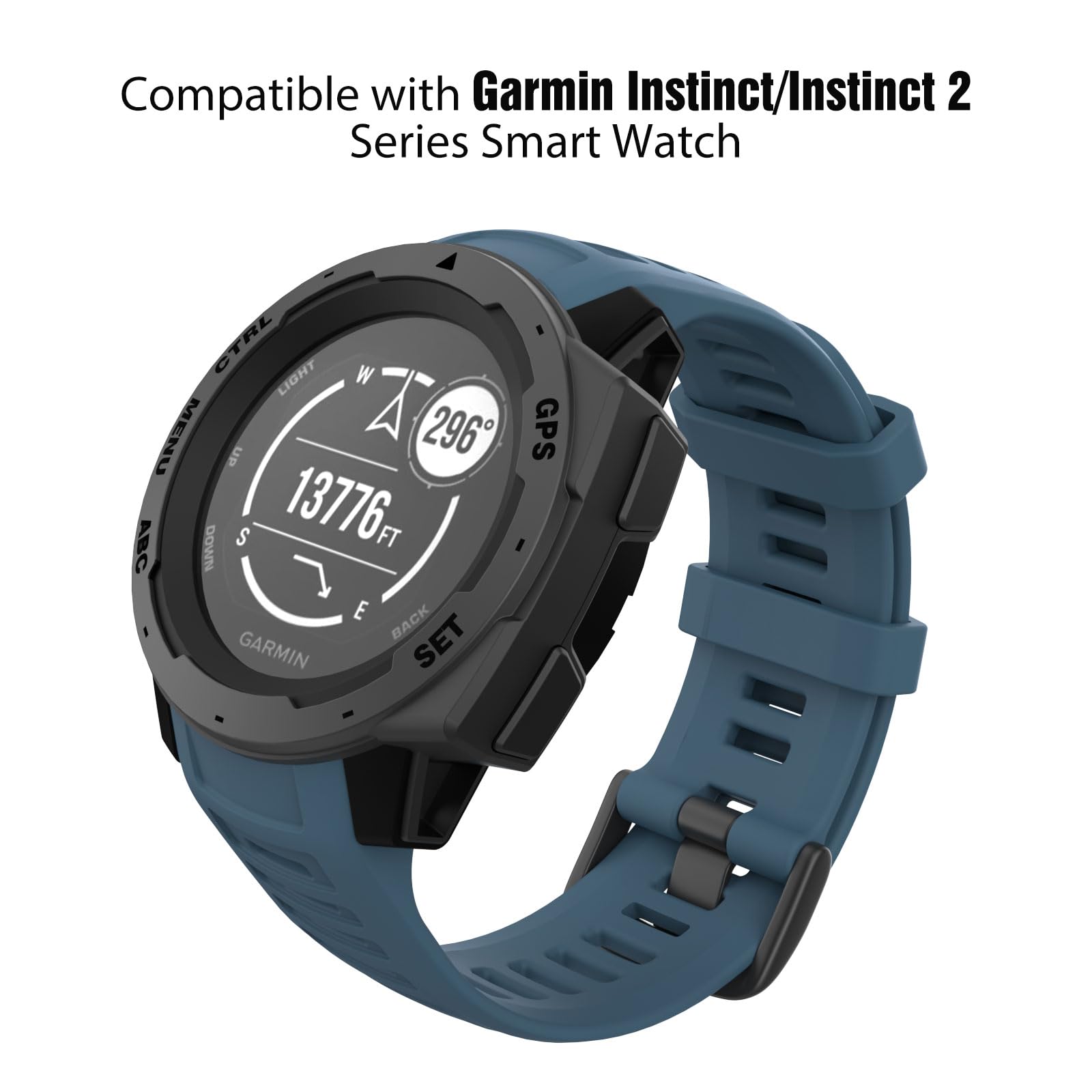 Moko 2Pack 22Mm Soft Silicone Sport Replacement Watch Band For Garmin Instinct/Instinct Solar/Tactical/Instinct 2 Gps Smartwatch