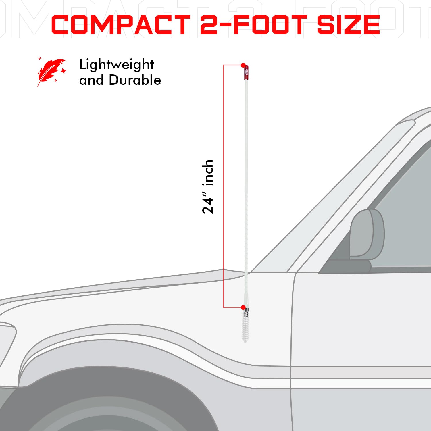 Prostick 2 Foot Fiberglass 1000 Watt   White Cb Radio Antenna