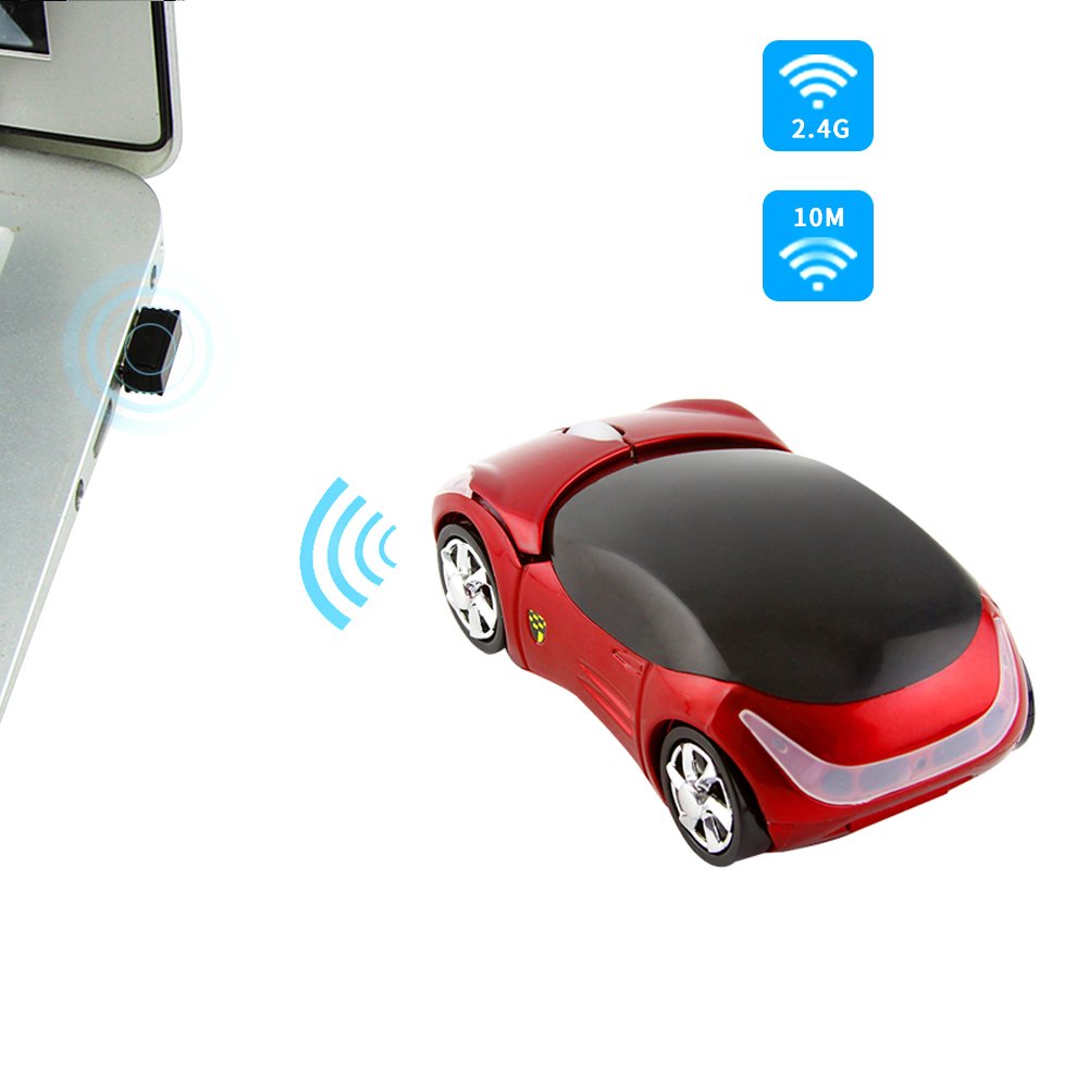 Usbkingdom 2.4Ghz Wireless Mouse Cool 3D Sport Car Shape Ergonomic Optical Mice With Usb Receiver For Pc Laptop Computer Women S