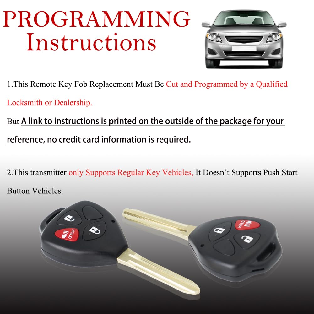 Mechanmagic Key Fob Remote Replacement Fits For 2010 2011 2012 2013 2014 2015 2016 2017 2018 2019 Toyota 4Runner /Rav4/Yaris Hyq