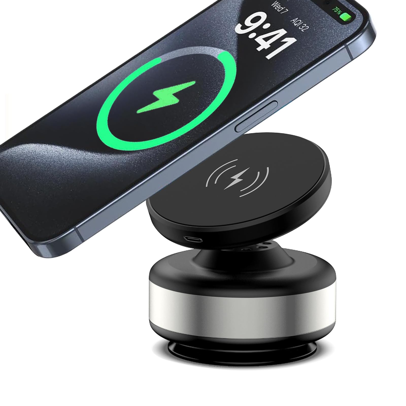 Jkoailiwi 15W Wireless Charger Suction Phone Holder For Magsafe, Magnetic Vacuum Phone Holder, Vacuum Car Mount For Car Screen/G