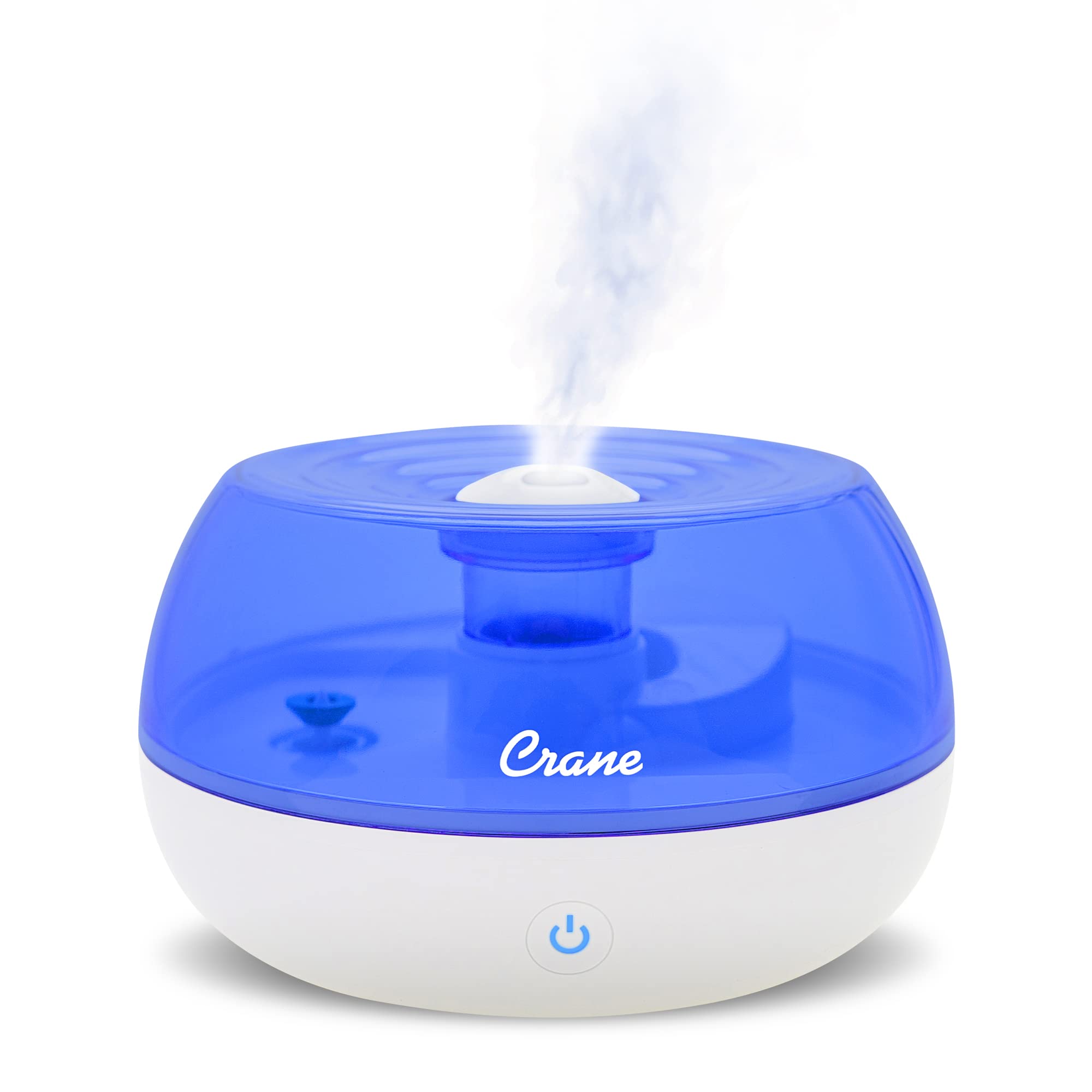 Crane Personal Ultrasonic Cool Mist Humidifier, For Home Bedroom Hotels Travel And Office, 0.2 Gallon, Filter Free, Blue And Whi