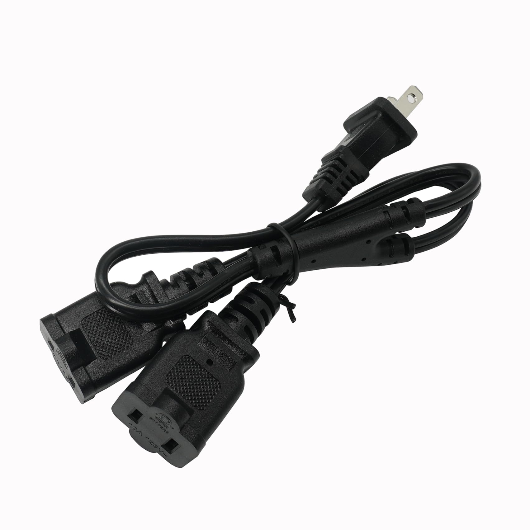 2 Prong 1 To 2 Extension Cord, 2 Way Indoor Power Cable Outlet Saver Splitter, Male To Female Y Splitter, Sjt 18 Gauge Wire, 10