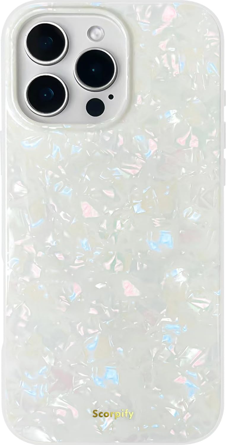 Scorpify For Iphone 16 Pro Case [Compatible With Magsafe] With Colorful Pearl Iridescent Design, Cute Clear Magnetic Phone Cover