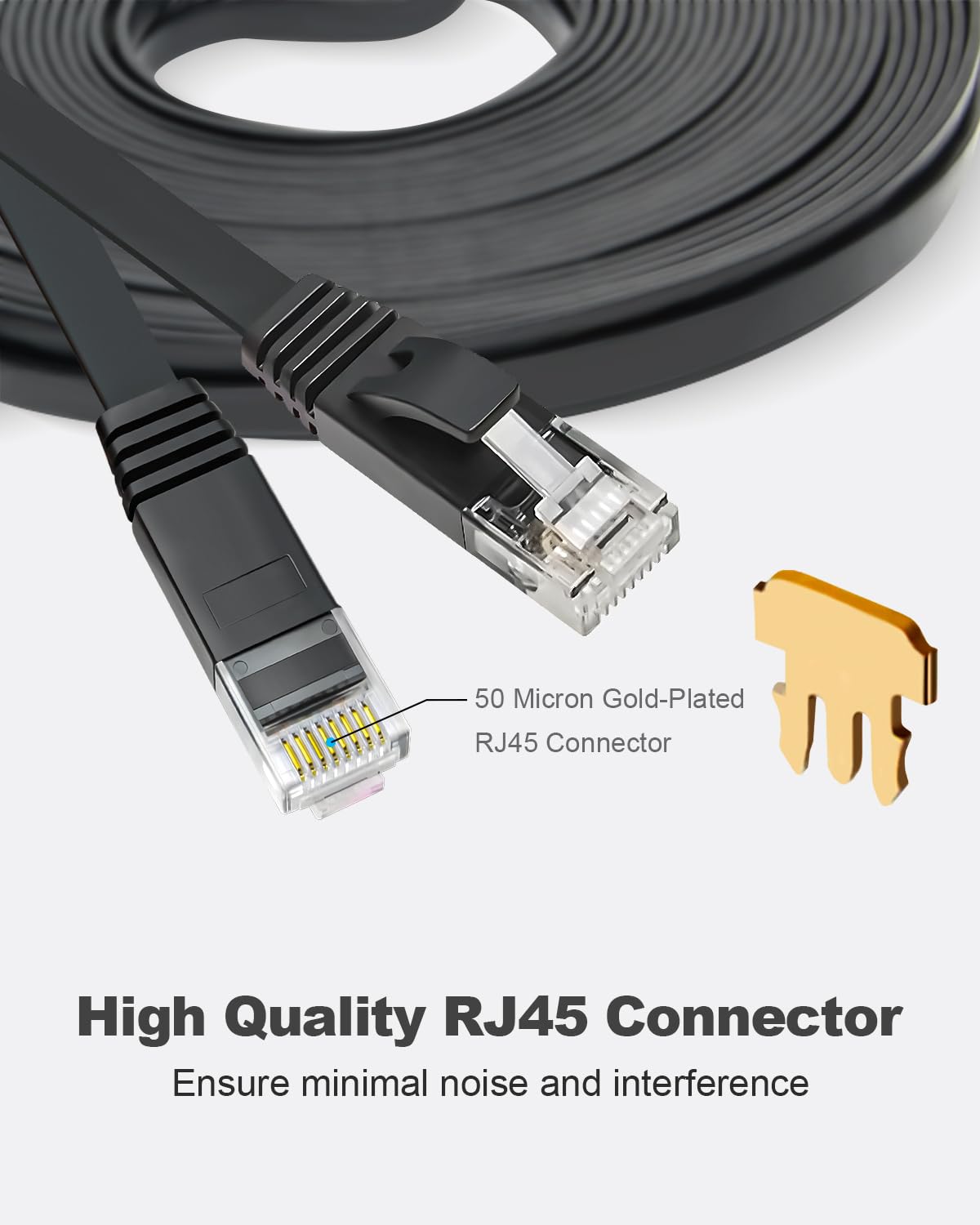 Yauhody Cat 6 Ethernet Cable 15Ft 6 Pack Black, High Speed Solid Flat Cat6 Gigabit Internet Network Lan Patch Cords, Bare Copper Snagless Rj45 Connector For Modem, Router, Computer (15Ft 6Pack, Black)