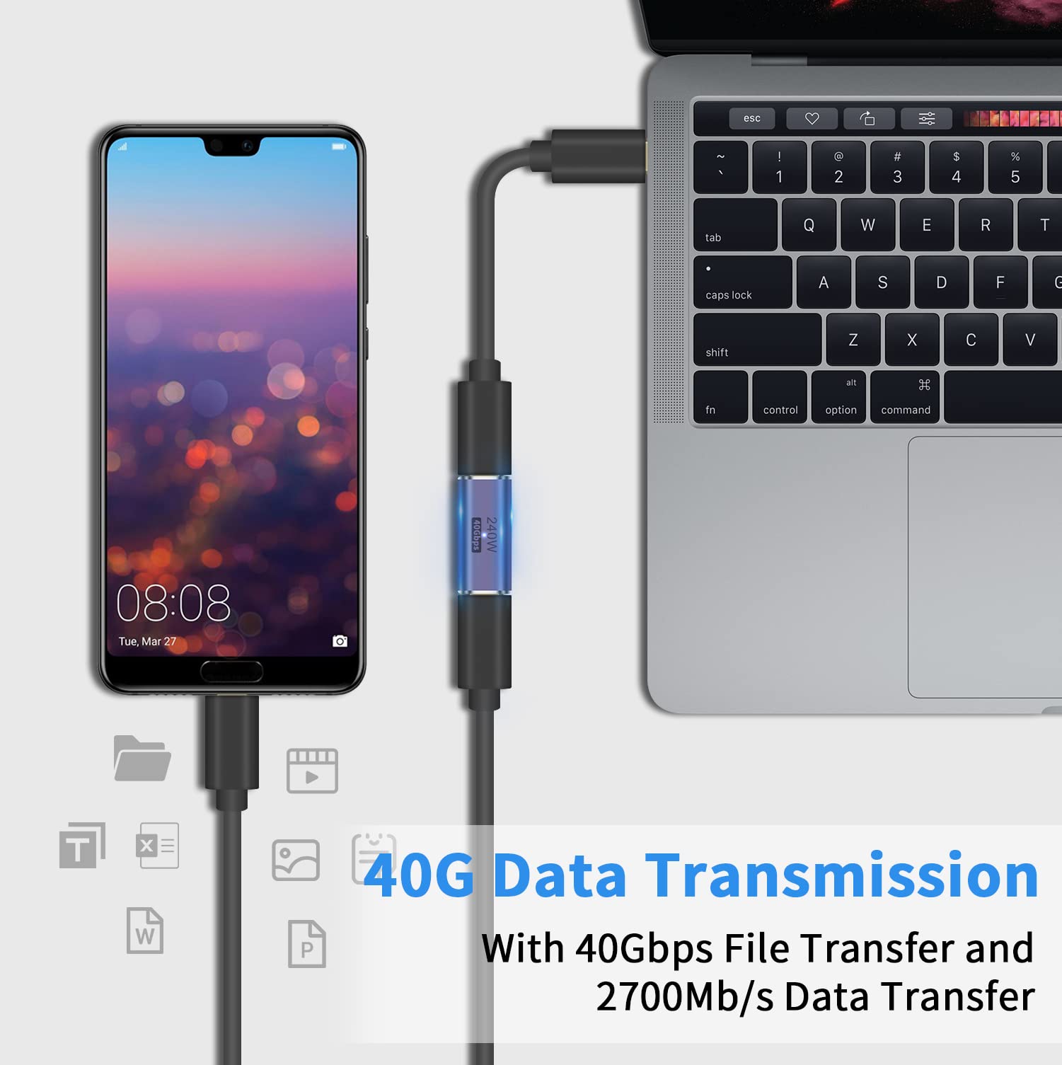 Poyiccot Usb C Female To Female Adapter, Usb C Coupler 240W Power Delivery, 40Gbps Usb C Female To Female Coupler Usb C Extender