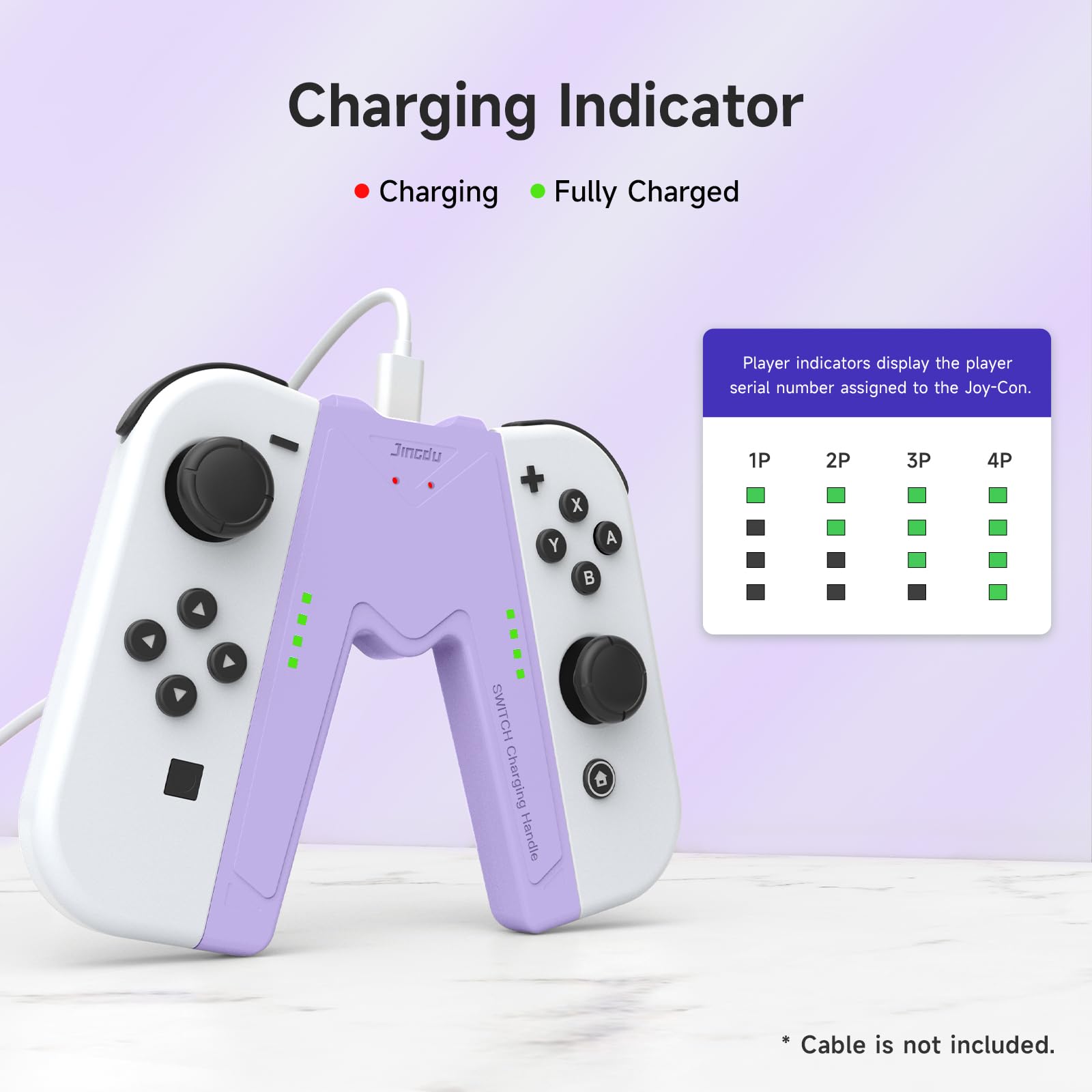 Jingdu Ns Joy-Con Charg Grip Compatible With Nintendo Switch Standard & Oled Model, Switch Joycon Controller Charger With Chargi