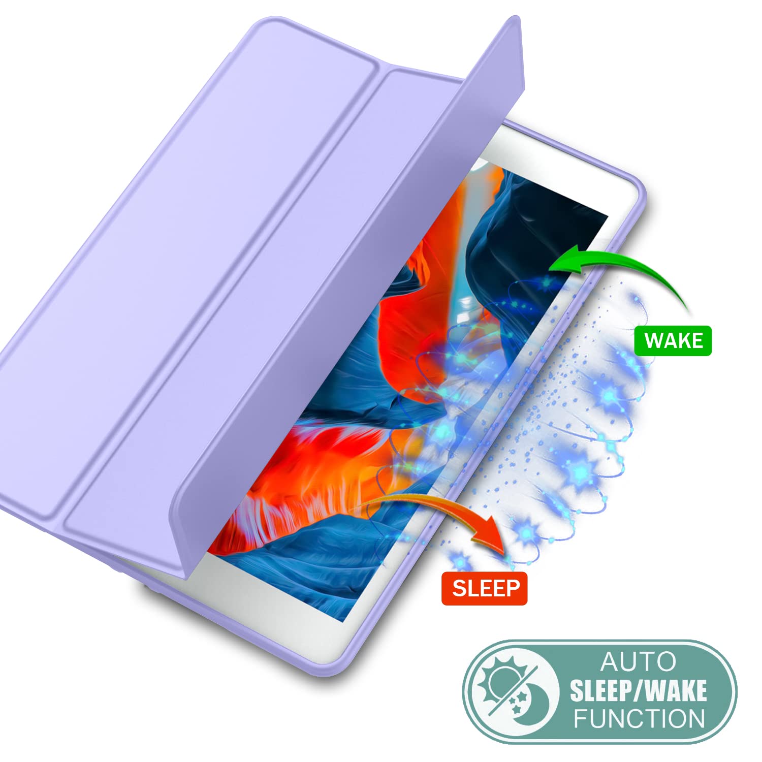 Imieet Ipad 9Th Generation Case 2021/Ipad 8Th Generation Case 2020 10.2 Inch With Pencil Holder, Ipad 7Th Gen 2019 Case With Soft Baby Skin Silicone Back, Auto Wake/Sleep Cover(Light Purple)