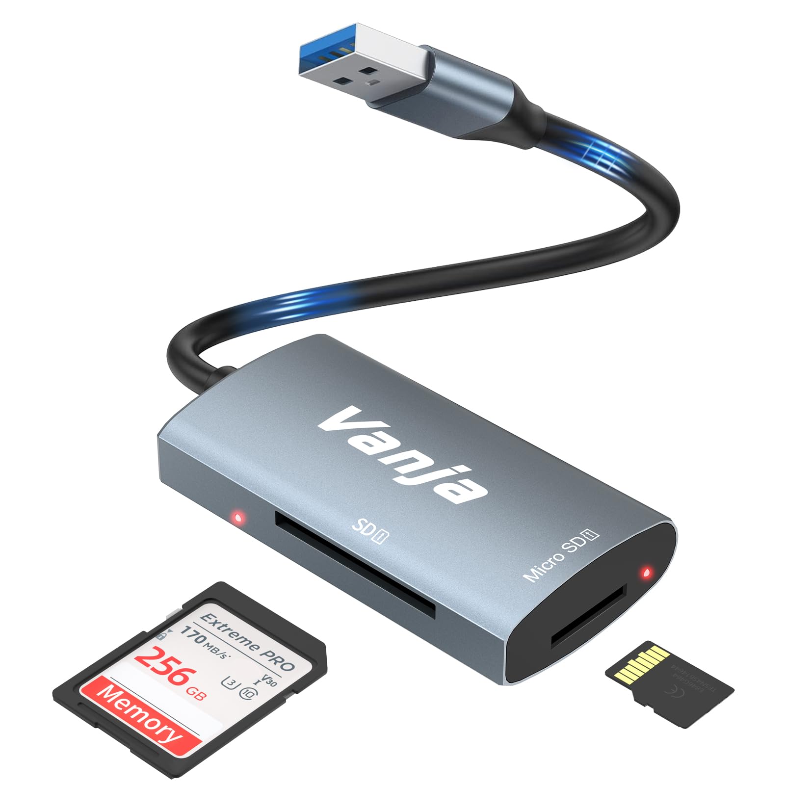Usb Sd Card Reader, Usb 3.0 Micro Sd Card Adapter, Sd Card To Usb Adapter, Memory Card Reader, Vanja Sd Reader For Sd/Tf/Micro S