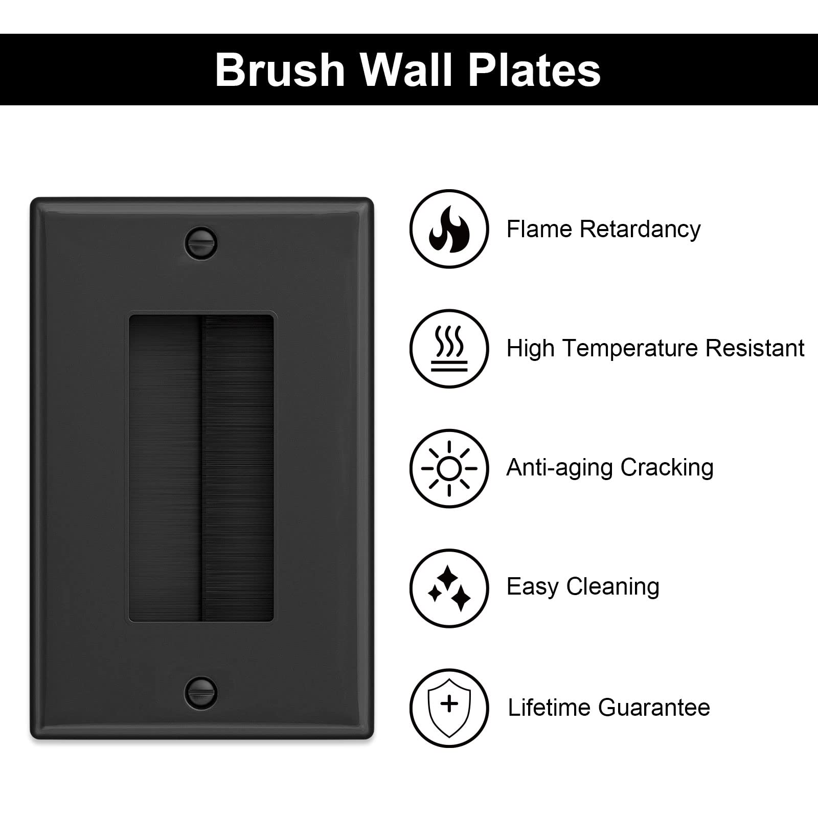 Iwillink Brush Wall Plate (10 Pack), Cable Pass Through Insert For Wires, Single Gang Cable Access Strap, Wall Socket For Hdtv,