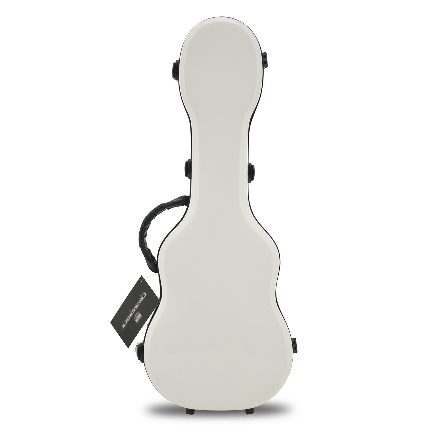 Crossrock Hardshell Fiberglass Concert Ukulele Case, Thick Padded, 4 Latches, Glossy Finish In White