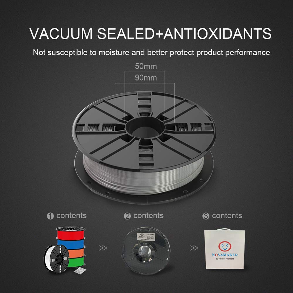 Novamaker Petg 3D Printer Filament, Grey Petg Filament 1.75Mm, Petg 1Kg Spool(2.2Lbs), Dimensional Accuracy +/- 0.03Mm