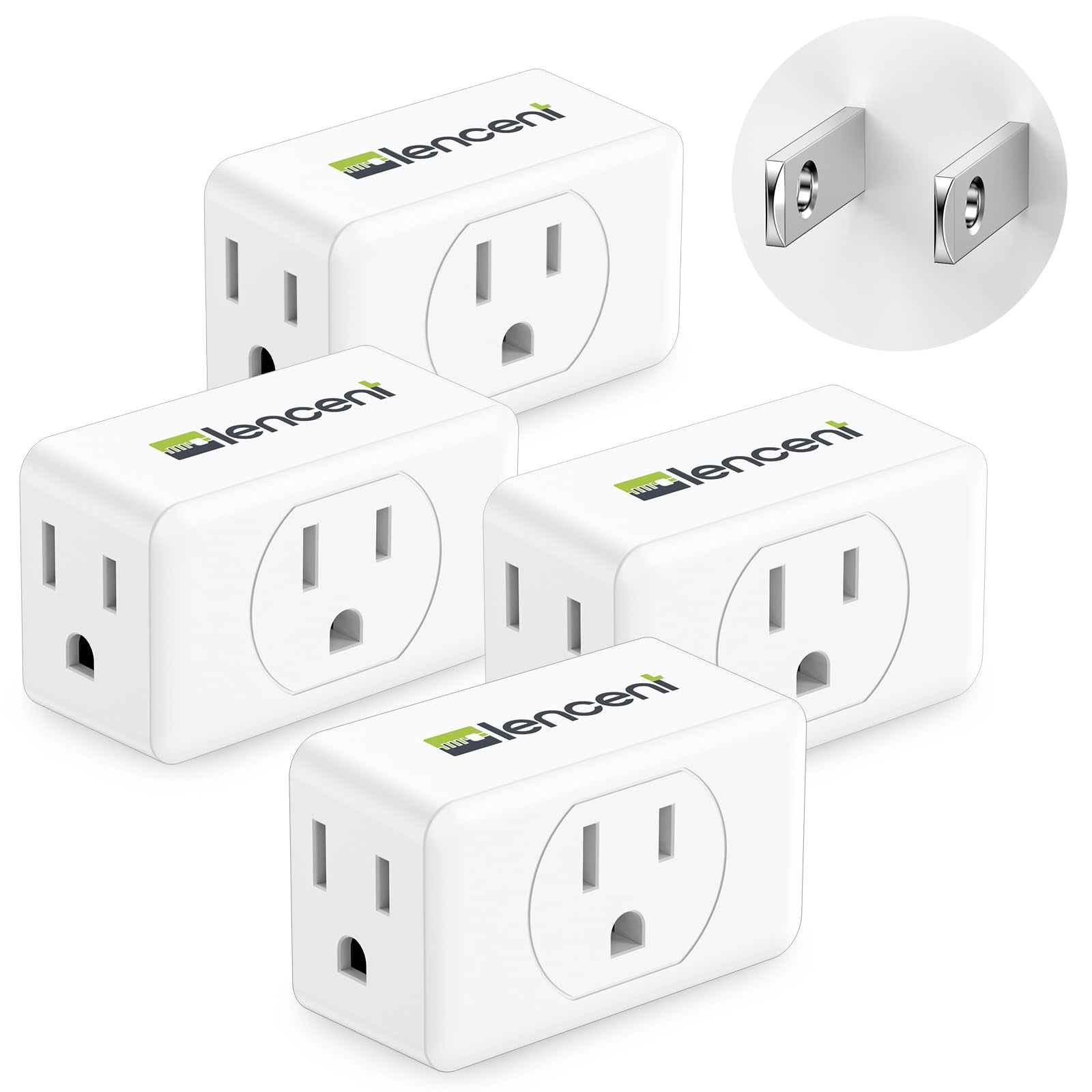 Lencent 3 Prong To 2 Prong Adapter, Plug Extender, Wall Plug Splitter With 3 Ac Outlets, Travel Power Adaptor For Us To Japan Ja