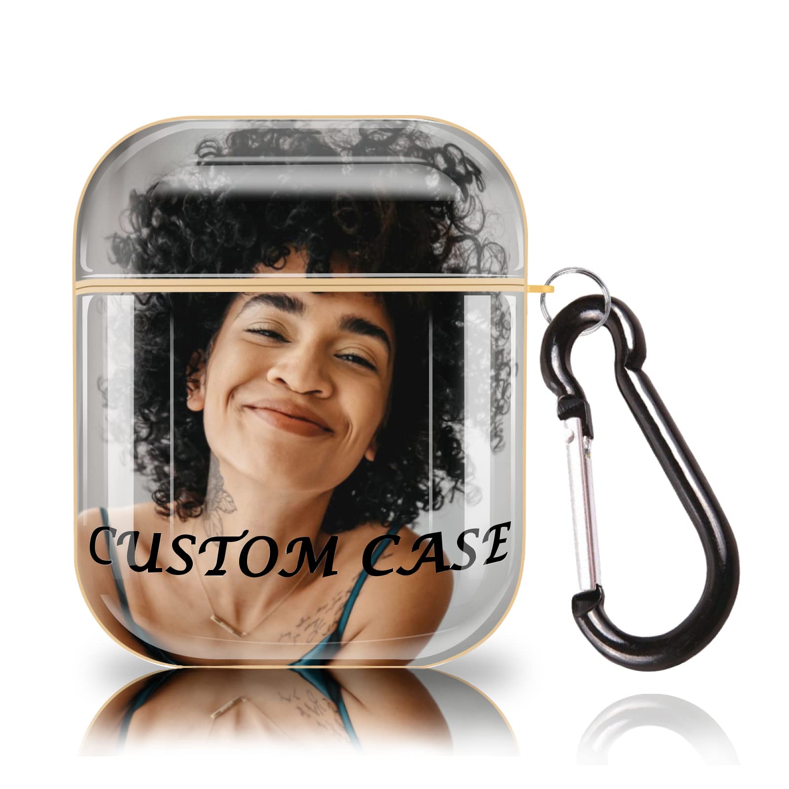 Custom AirPod 1&2 Case, Custom AirPod Case with Your Photo/Text, PC Hard AirpodCase with Chain,Personalized Gift Double-Side HD 