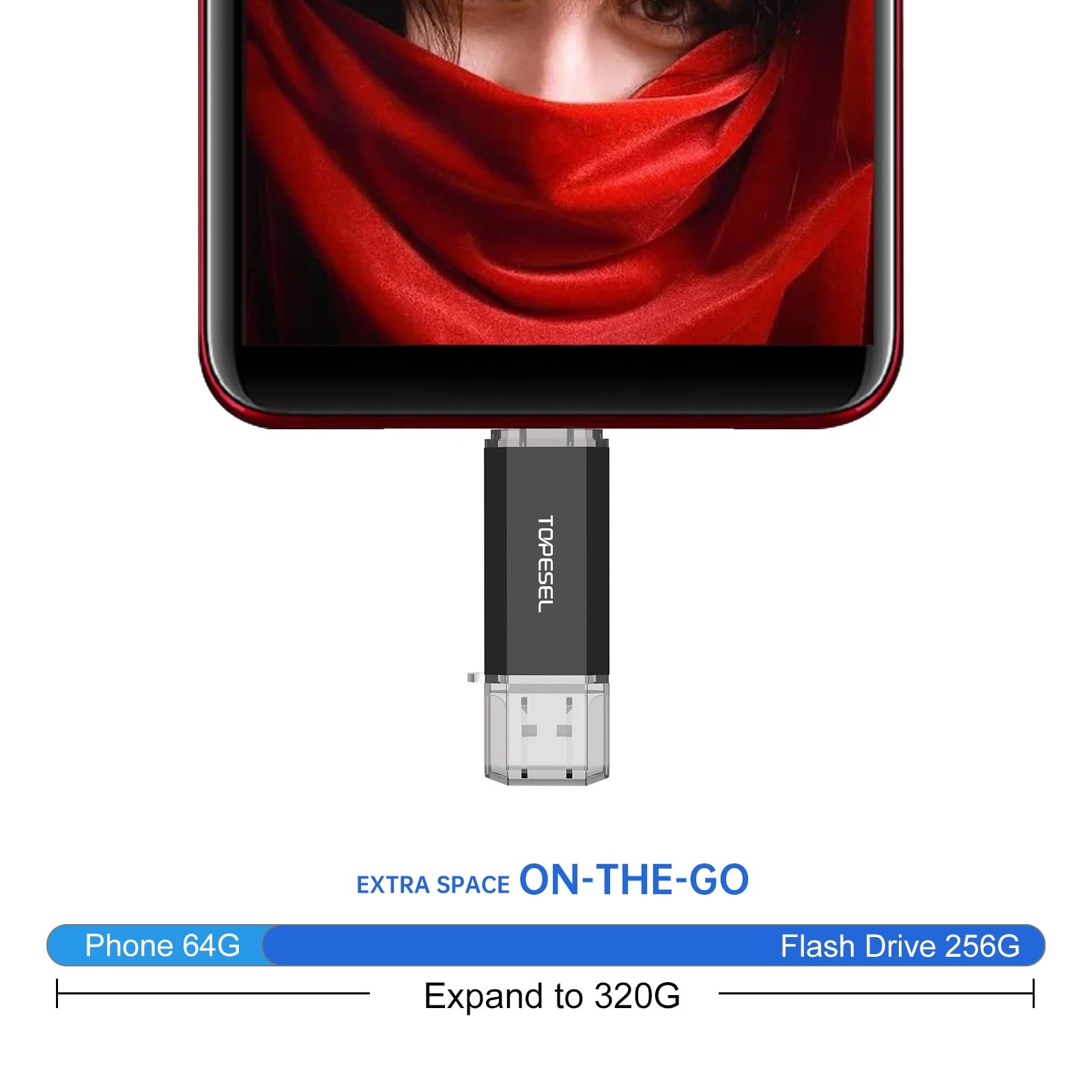 Topesel Type C 256Gb Usb C Flash Drive   Dual 2 In 1 Usb C Thumb Drive With Led Indicator For Easy Data Sharing Between Pc And Android Smartphones
