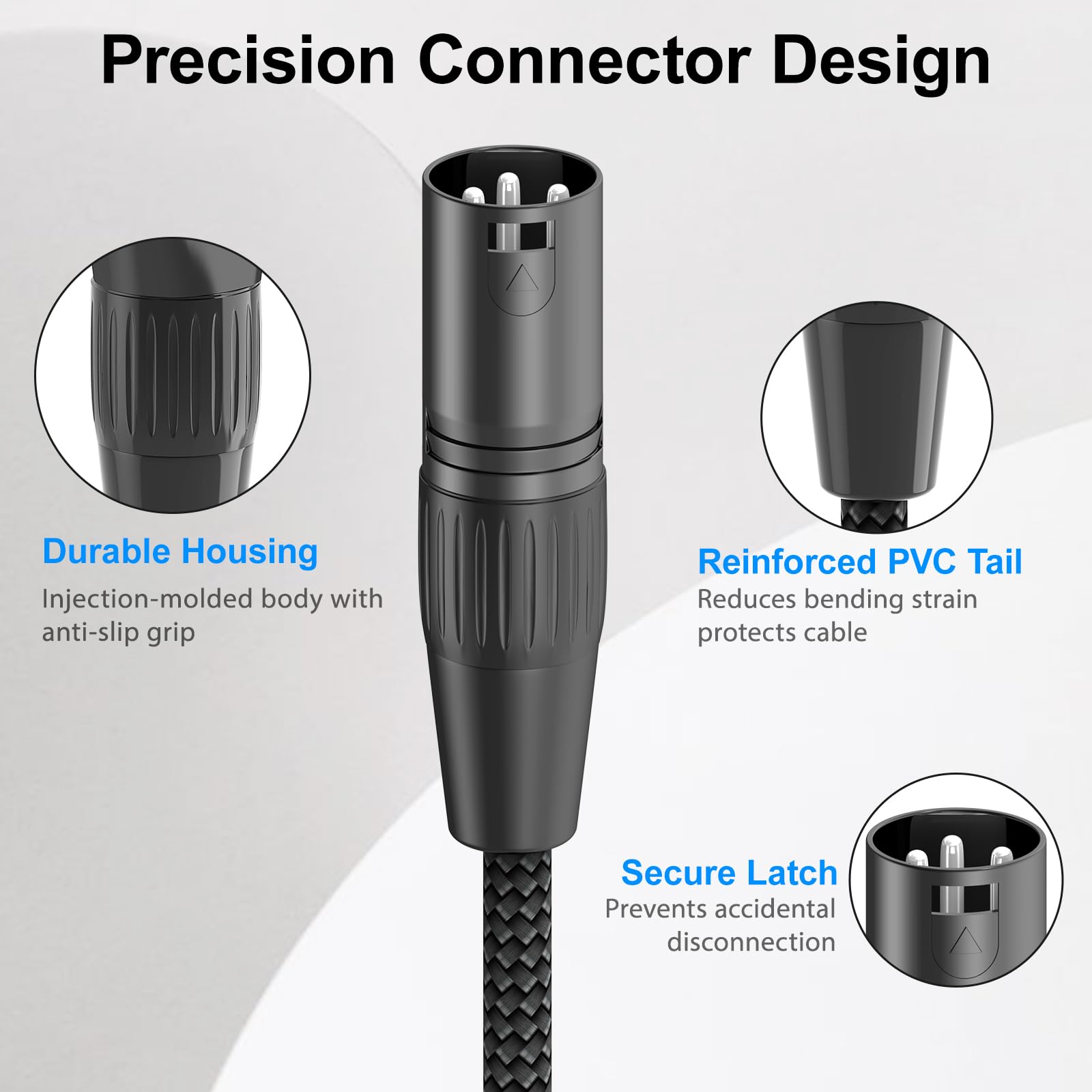 Hosongin Right Angle Xlr Cable, Adjustable-Angle Female To Straight Male 1Ft, 90 Degree Mic Cord For Mixer, Studio, Podcast - 2