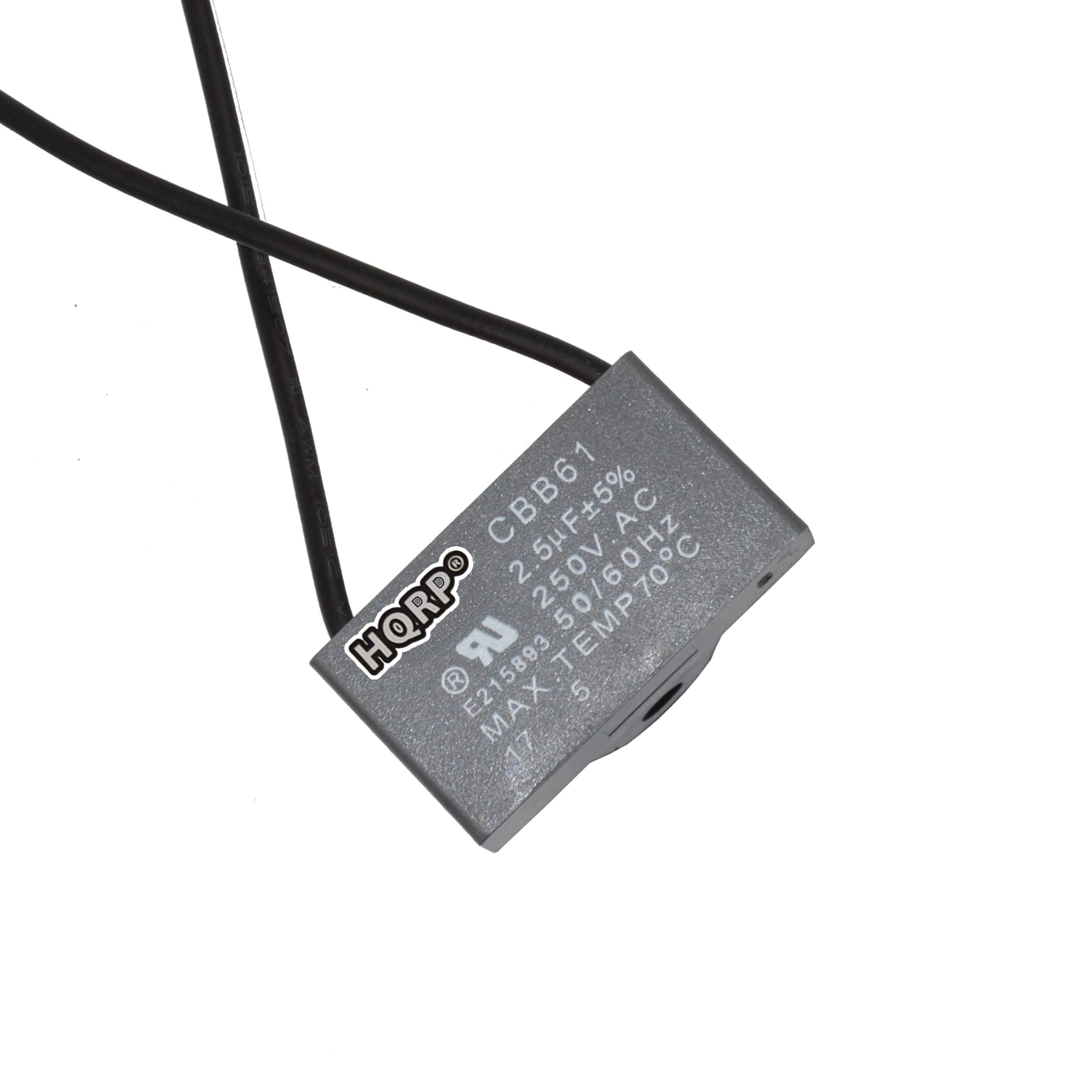 Hqrp 2 Pack Ceiling Fan Capacitor Cbb61 2.5Uf 2 Wire Ul Listed