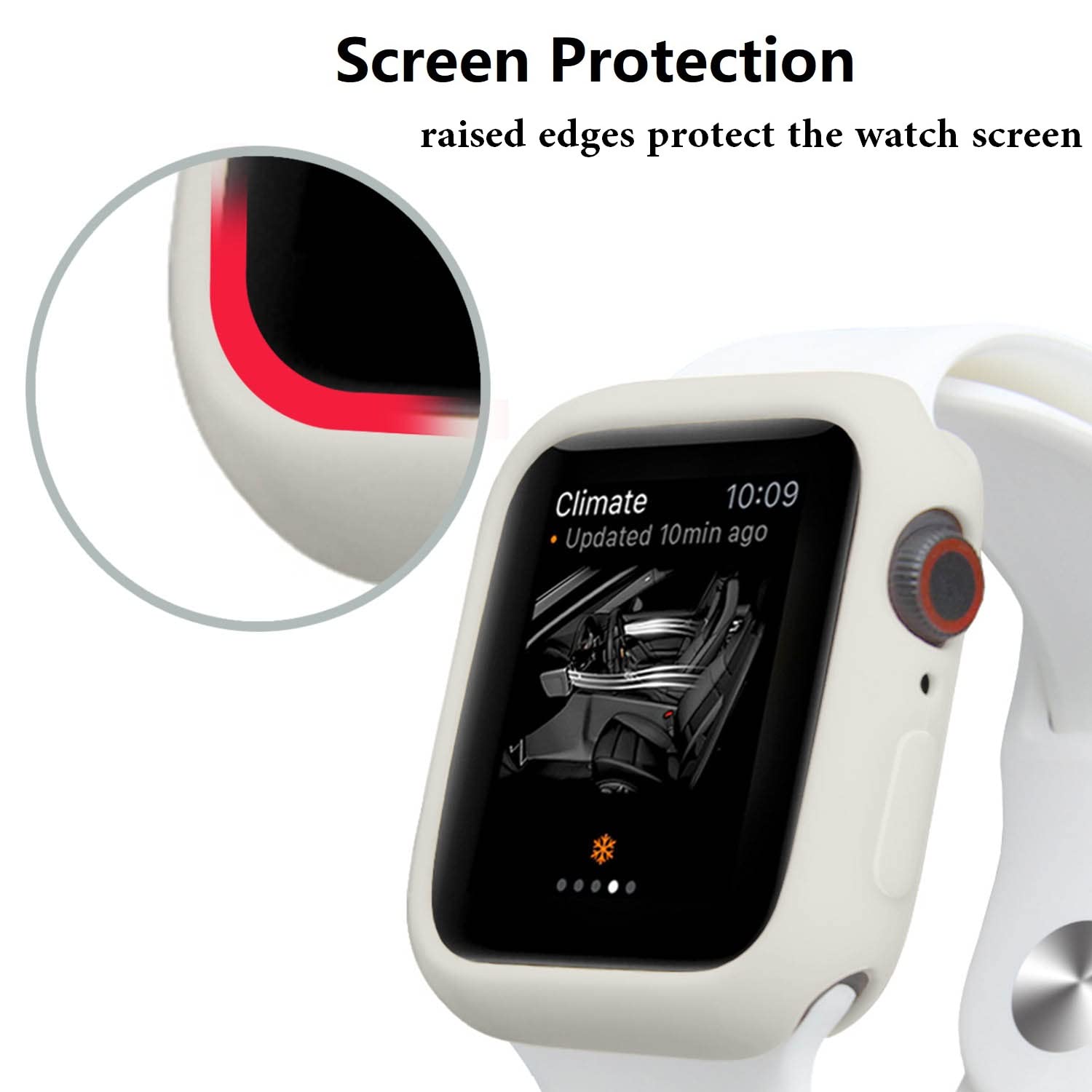 Hontao Ultra Thin Soft Tpu Shockproof Bumper Case For Iwatch Apple Watch Series 10 Antique White 46Mm