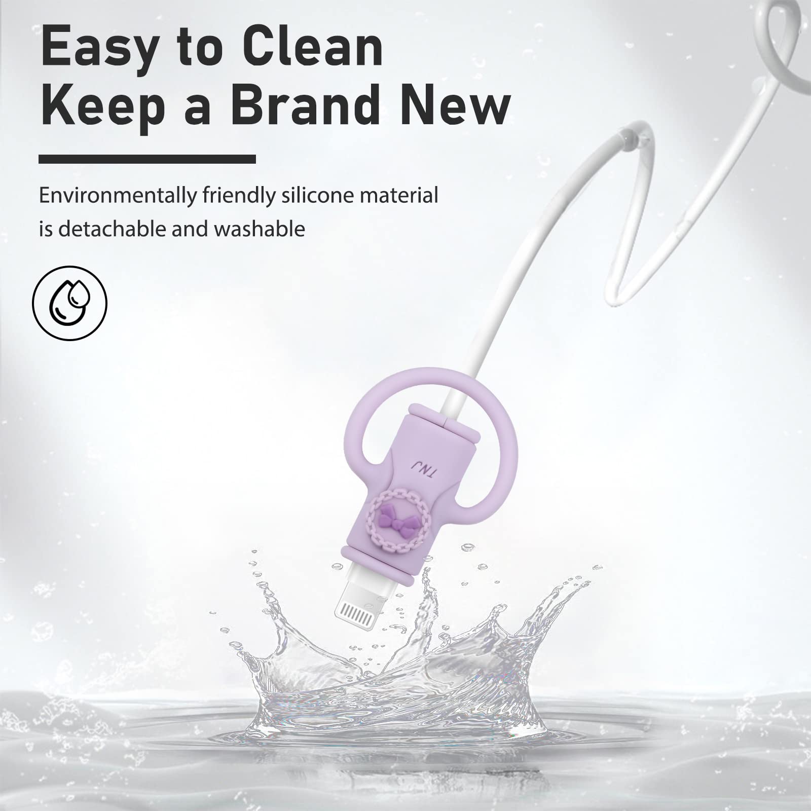 Cute Cable Protector For Iphone Android Usb Cable,2 Pcs Bow Ties Design 2 In 1 Data Cable Protector,Soft Silicone Stretchable Ch