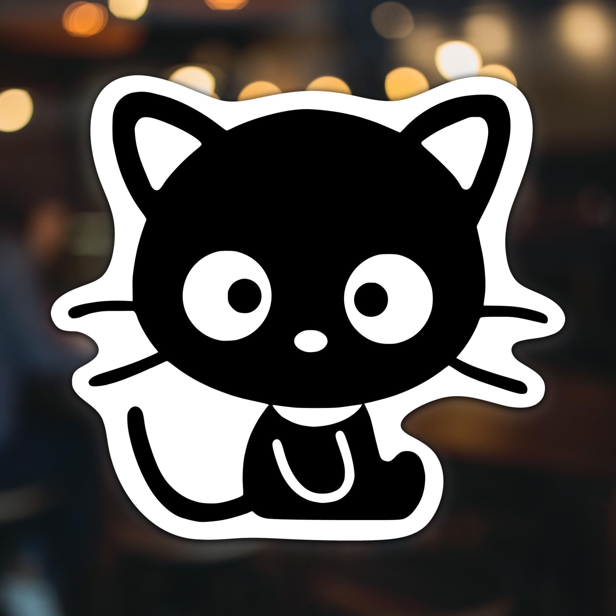 Cute Kitty Cat Vinyl Decal Sticker | Cars Trucks Vans Walls Laptops Cups | Black On White Background | 5.5 Inches | Kcd1315