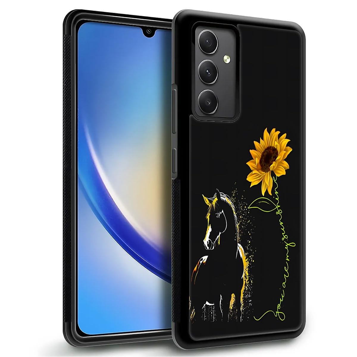 Fkbrcl4U For Samsung Galaxy A54 5G Case, Horse Sunflower Yellow Sunshine Pattern Graphic Design Girl Boy Soft Silicone Hard Acry