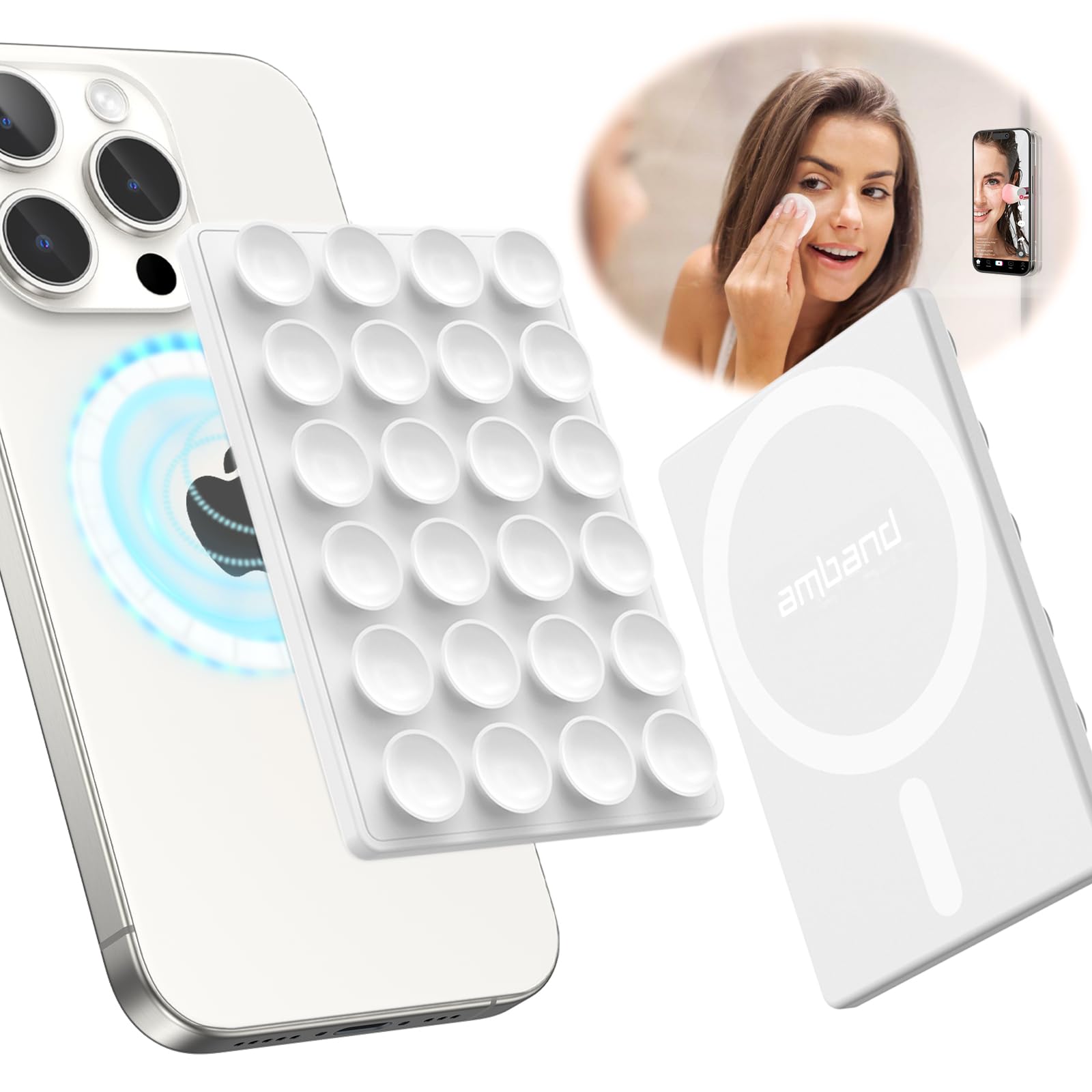 Amband For Magsafe Sticky Octo Suction Buddy Phone Mount Stocking Stuffers For Women Mom Adults, Hands-Free Grippy Holder With A