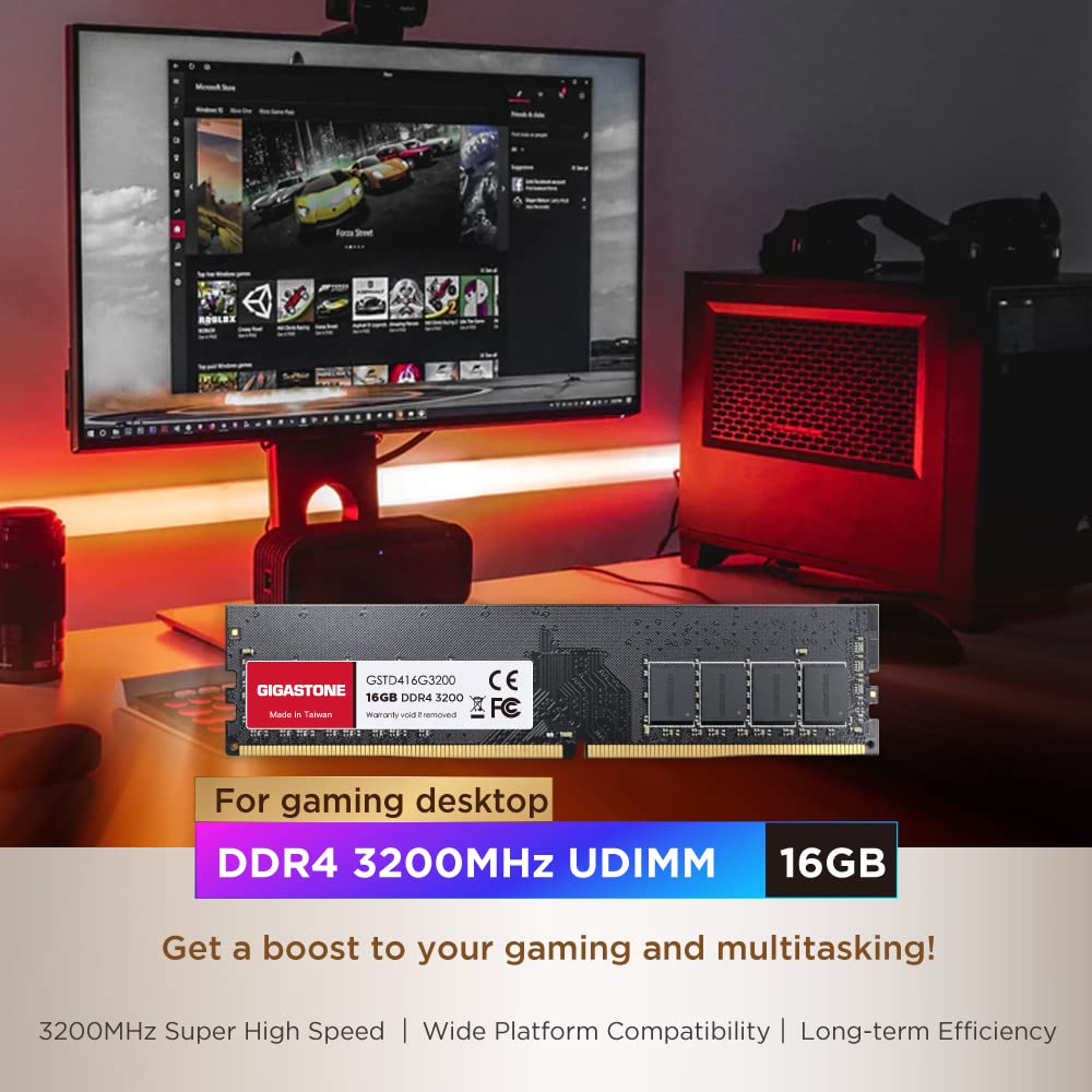 ?Ddr4 Ram? Gigastone 32Gb Kit (2X16Gb) Ddr4 3200Mhz (2933Mhz Or 2666Mhz) Pc4 25600 (Pc4 23400, 21300) Cl22 1.2V Udimm 288 Pin Un
