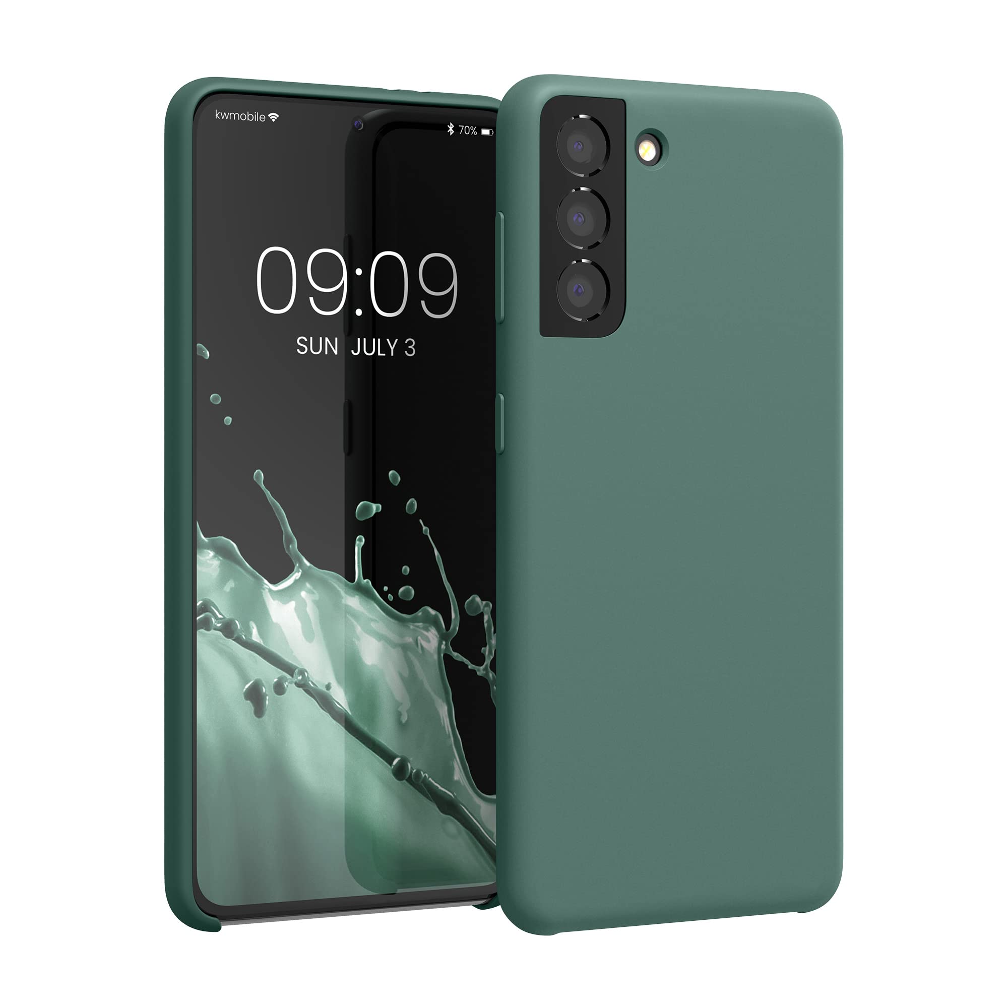 kwmobile Case Compatible with Samsung Galaxy S21 Case - TPU Silicone Phone Cover with Soft Finish - Forest Green