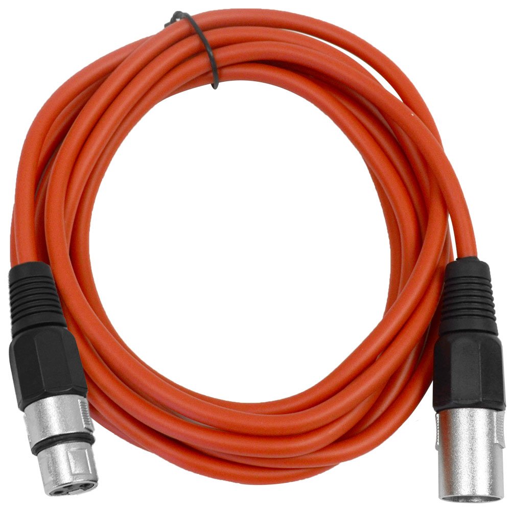 Seismic Audio - Saxlx-10 - 6 Pack Of 10' Red Xlr Male To Xlr Female Patch Cables - Balanced - 10 Foot Patch Cords