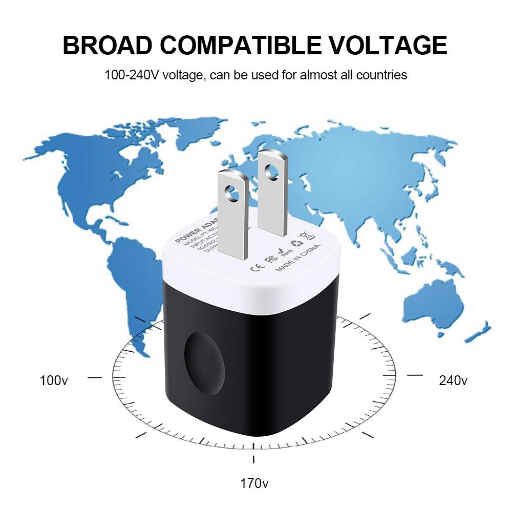Usb Charger Adapter, 1A Cube Charger Block 10Pc Single Port Wall Outlet Charger Usb Wall Plug Compatible Iphone 14/13/12/11 Pro