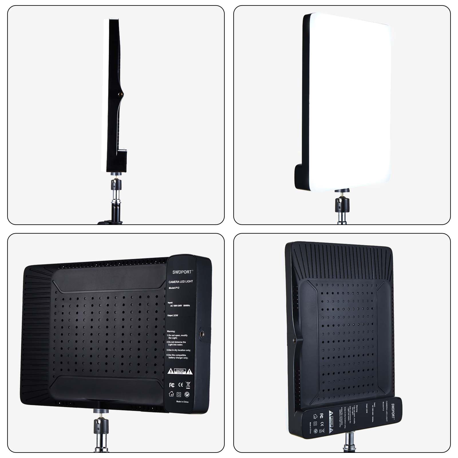 Led Desk Bi Color Video Light Key Light Studio Streaming Lights Panel Light With Desk Clamp C Clamp Stand 3800K 6500K Dimmable W