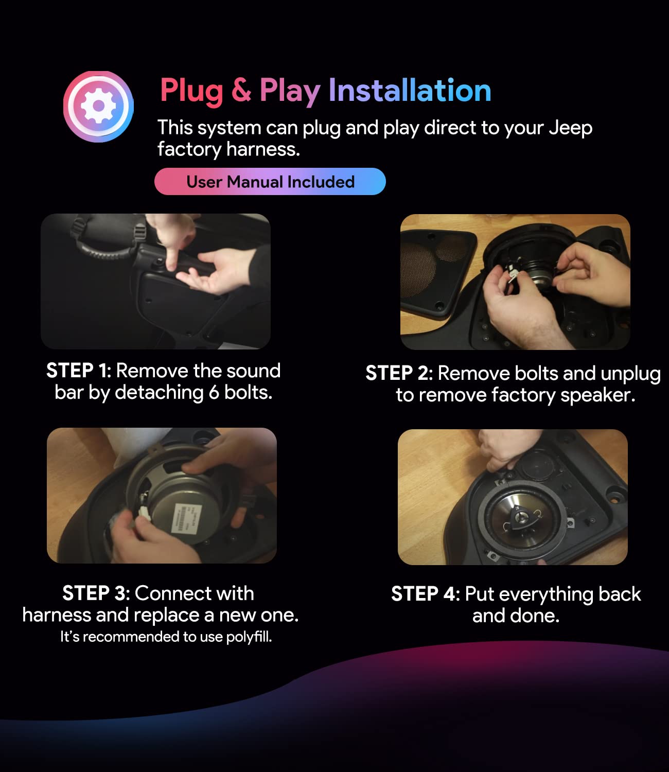 2 Pack For Mopar Kicker Speaker Upgrade 2007 2018 Jeep Wrangler Jk Jku & 2005 2018 Jeep Wrangler Dodge Commander Grand Cherokee,