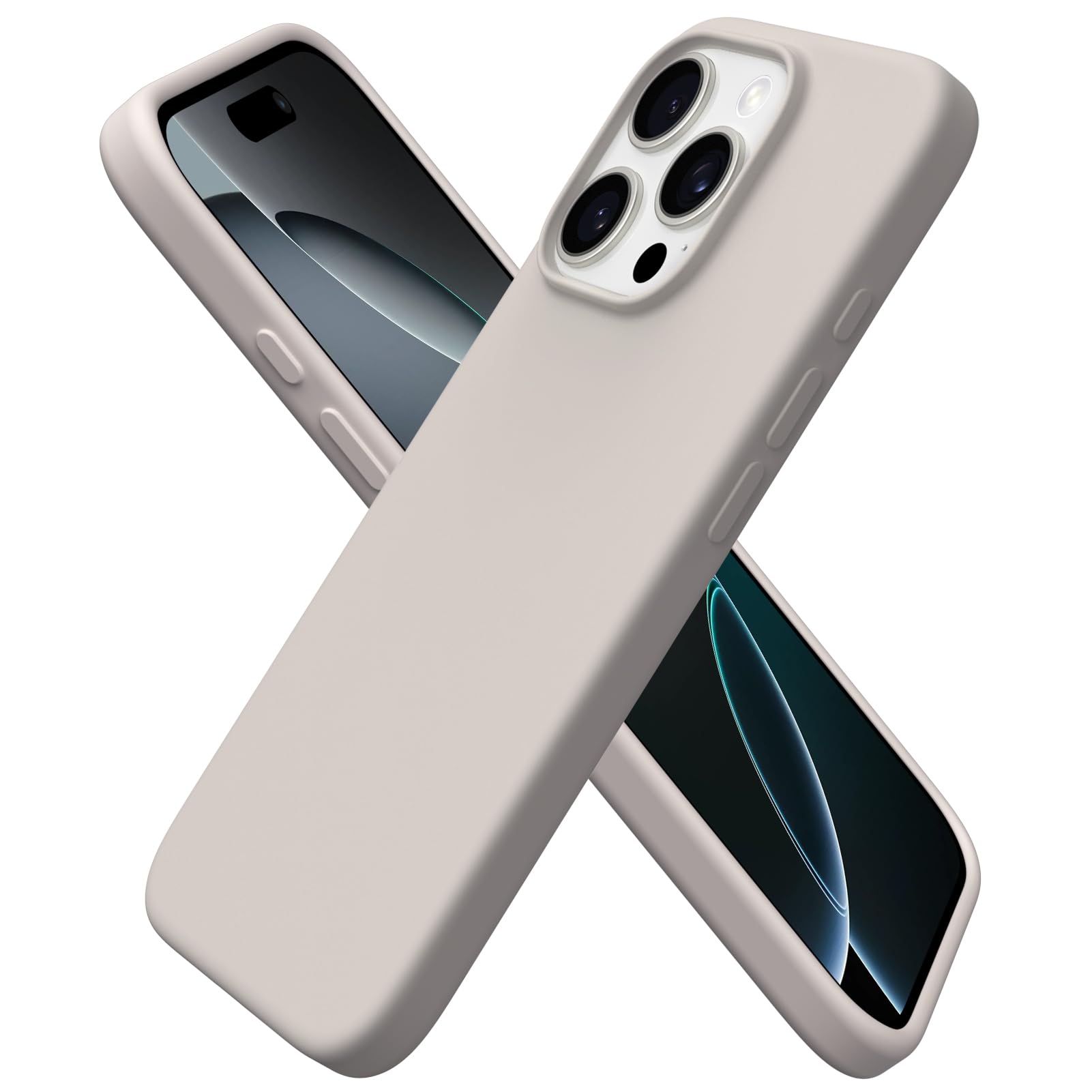 ORNARTO Compatible with iPhone 16 Pro Case 6.3 , Slim Liquid Silicone 3 Layers Soft Gel Rubber Shockproof Protective Cover with 