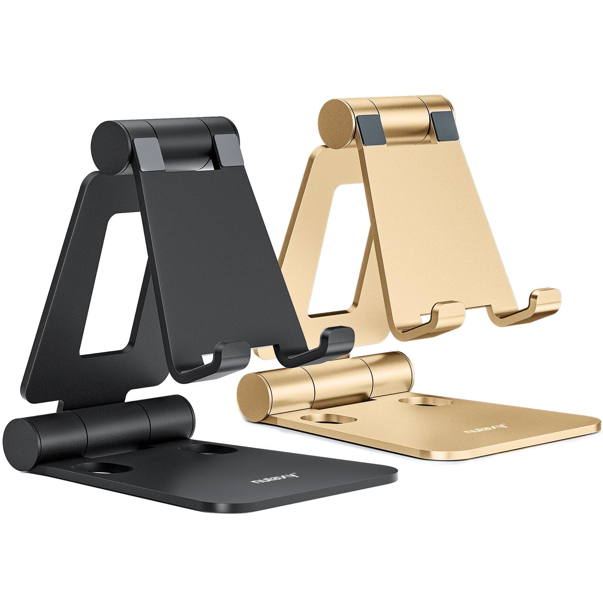Nulaxy 2 Pack Dual Folding Cell Phone Stand, Fully Adjustable Foldable Desktop Phone Holder Cradle Dock Compatible With Phone 16