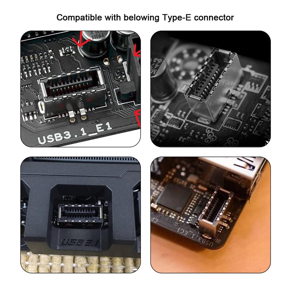 Nfhk 3Pcs Usb 3.1 Front Panel Header Female Type E To Male Type A & Type C Usb C Motherboard Extension Data Angled Adapter