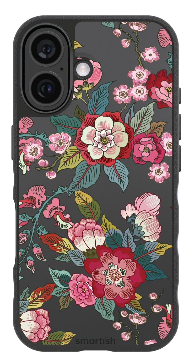 Smartish - Vintage Floral - iPhone 16 Magnetic Case - Gripmunk Compatible with MagSafe [Lightweight + Protective] Slim Thin Cove